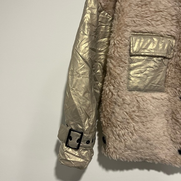 Genuine Lamb Fur and Metallic Gold Jacket - Picture 3 of 8
